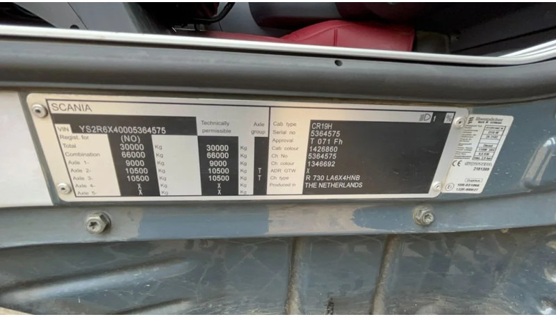 Cho thuê Scania R730 Scania R730 6x4 Big axle EURO6 Dutch registration Scania R730 Scania R730 6x4 Big axle EURO6 Dutch registration: hình 11
