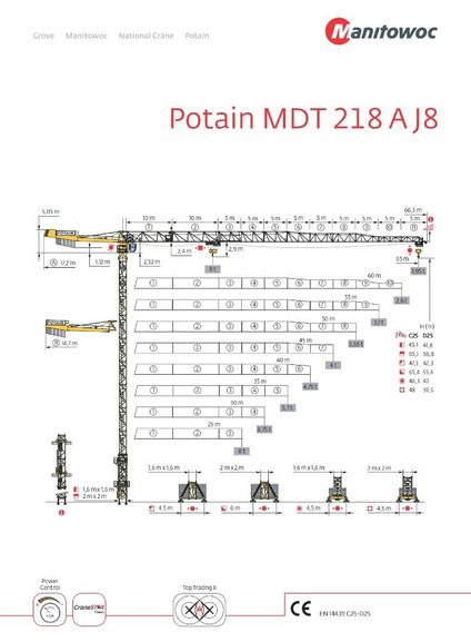 Potain MDT 218 A J 8 - Cần cẩu tháp: hình 1 Potain MDT 218 A J 8 - Cần cẩu tháp: hình 1