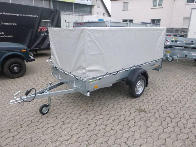Brenderup Tieflader 2270SUB750 Stahl, 0,75 to. 2700x1300x270mm mit Hochplane 105 cm Lichte Höhe - Rơ moóc xe hơi: hình 1 Brenderup Tieflader 2270SUB750 Stahl, 0,75 to. 2700x1300x270mm mit Hochplane 105 cm Lichte Höhe - Rơ moóc xe hơi: hình 1