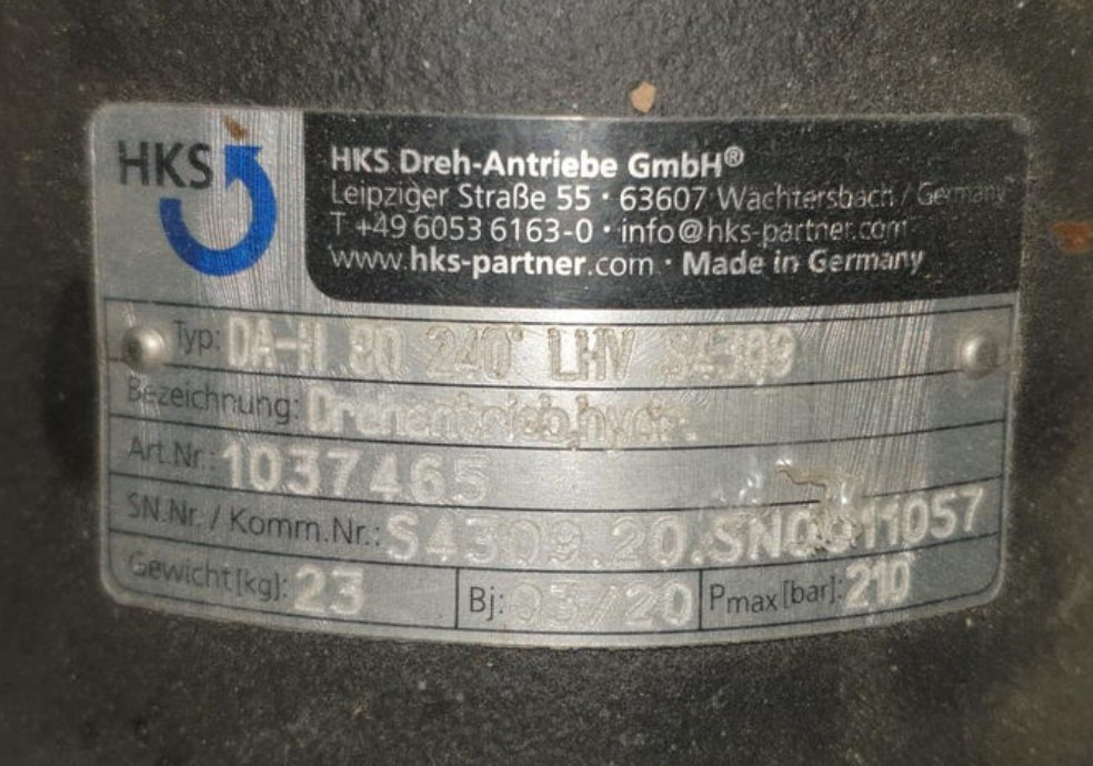 HKS DA--H 80 240º ESK1602481 for Putzmeister SPM 500 roadheader - Động cơ thủy lực: hình 3 HKS DA--H 80 240º ESK1602481 for Putzmeister SPM 500 roadheader - Động cơ thủy lực: hình 3