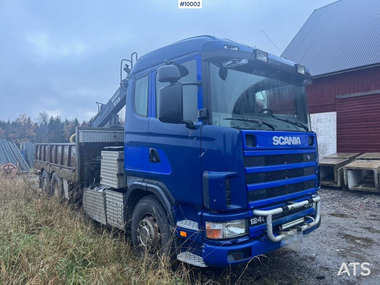 Scania R124 6x2 Flatbed truck with timber crane - Xe tải thùng lửng/ Phẳng, Xe cẩu tự hành: hình 2 Scania R124 6x2 Flatbed truck with timber crane - Xe tải thùng lửng/ Phẳng, Xe cẩu tự hành: hình 2