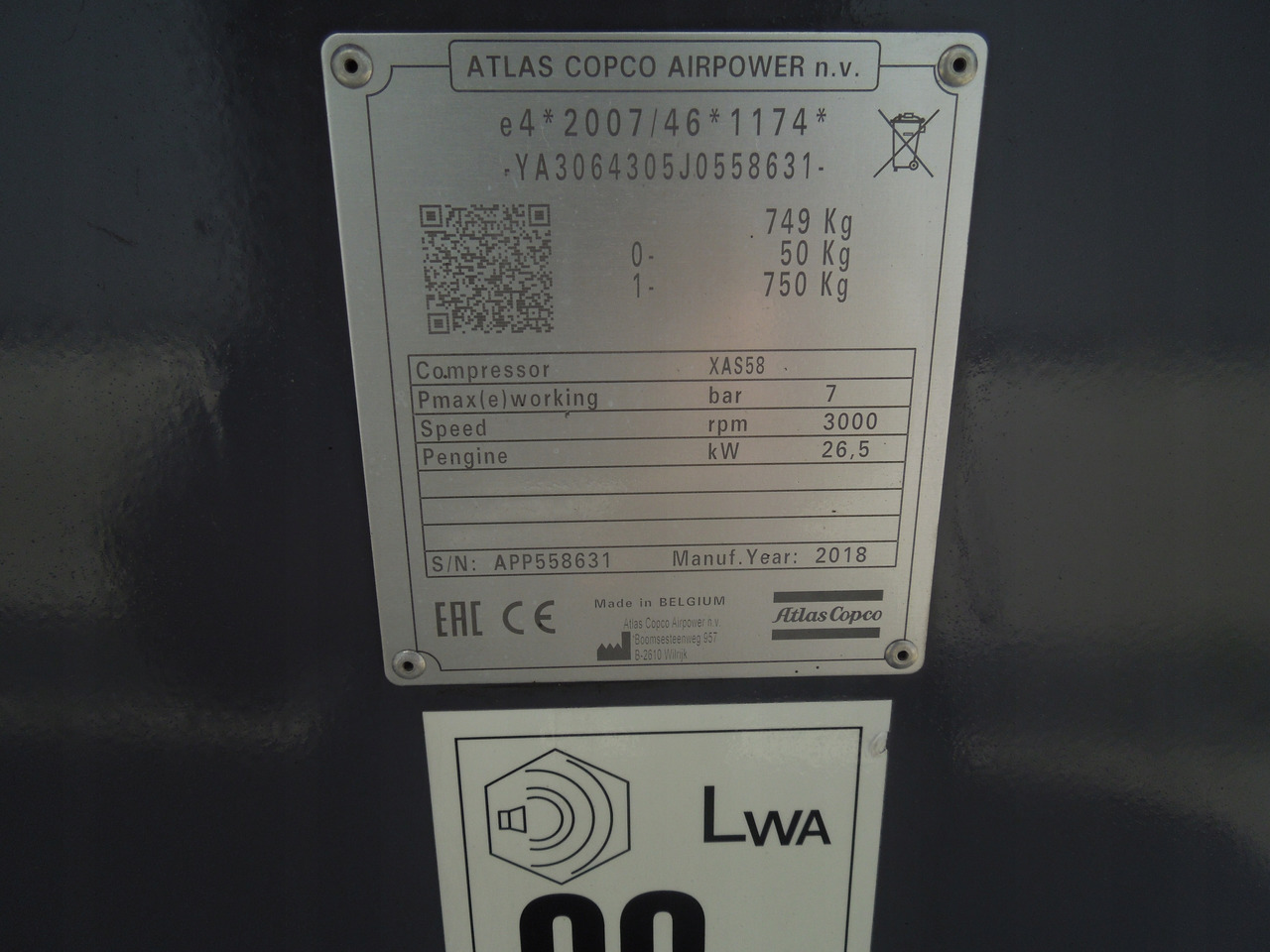 Atlas Copco XAS58 - Máy nén khí: hình 2 Atlas Copco XAS58 - Máy nén khí: hình 2