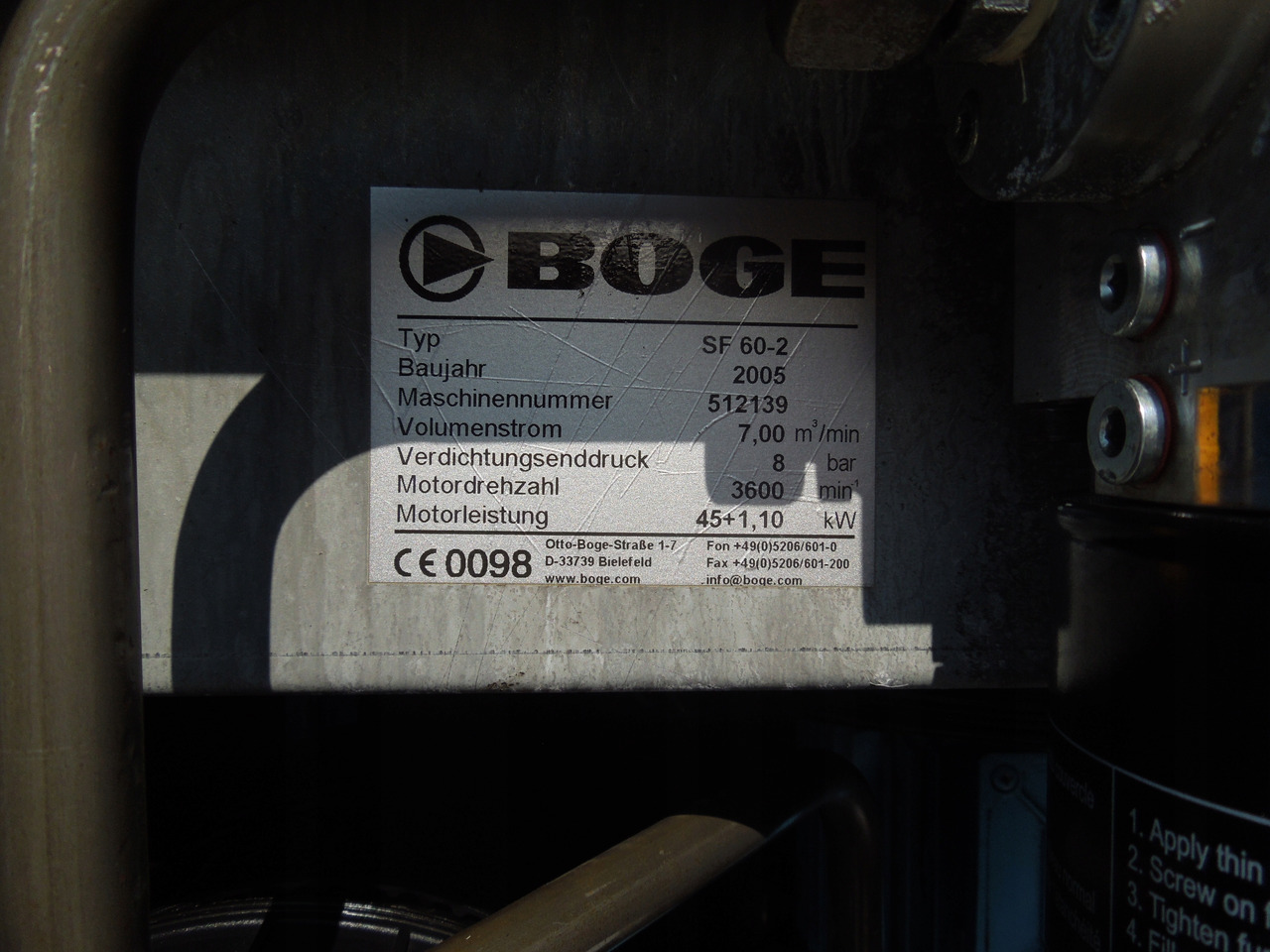 BOGE SF60-2 - Máy nén khí: hình 4 BOGE SF60-2 - Máy nén khí: hình 4