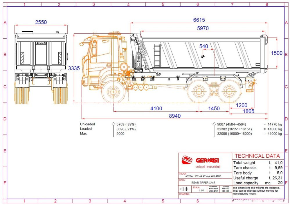 Xe ben mới Iveco Astra HD9 64.42 12.9L TURBO DIESEL black engine hood 4100 mm WB heavy duty chassis cab 6x4 Benne/Tipper 20m³ - EXPORT OUT EU: hình 16
