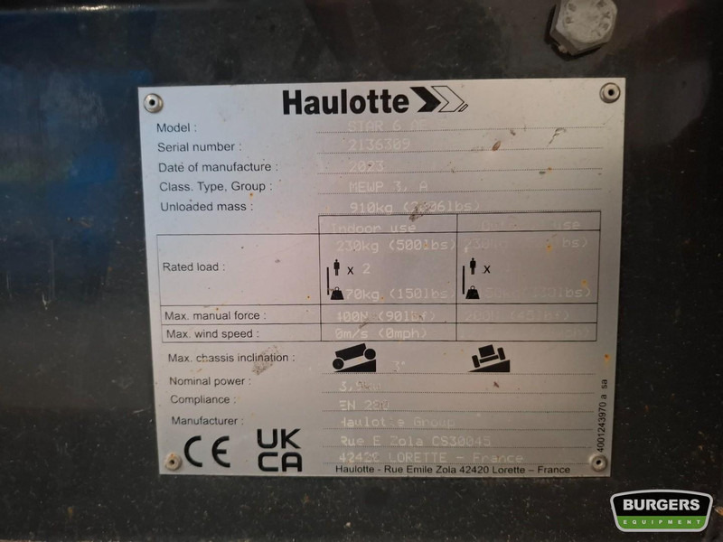 Haulotte Star 6 - Máy nâng người thẳng đứng: hình 5 Haulotte Star 6 - Máy nâng người thẳng đứng: hình 5