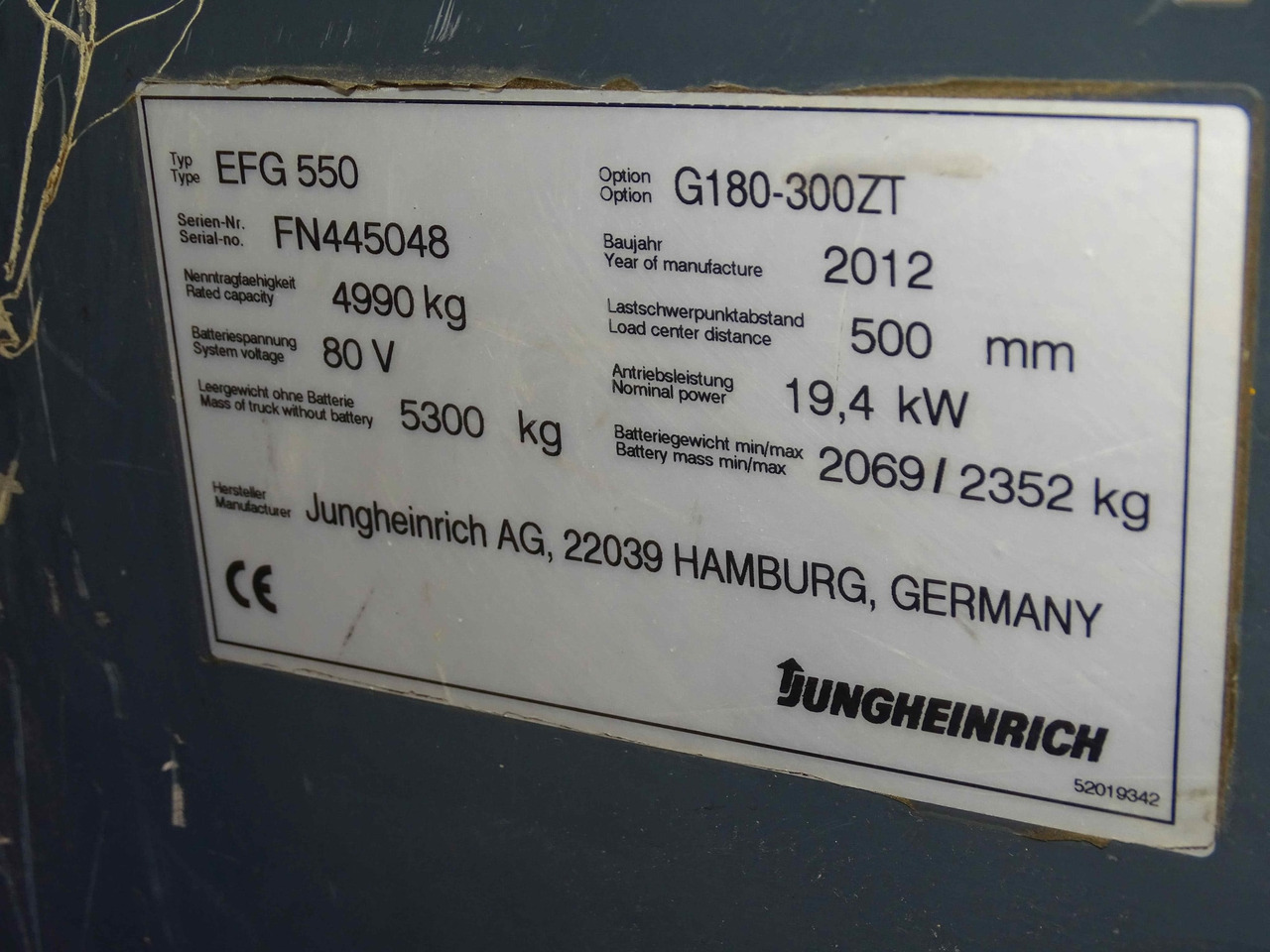 Jungheinrich EFG550 - Xe nâng điện: hình 2 Jungheinrich EFG550 - Xe nâng điện: hình 2