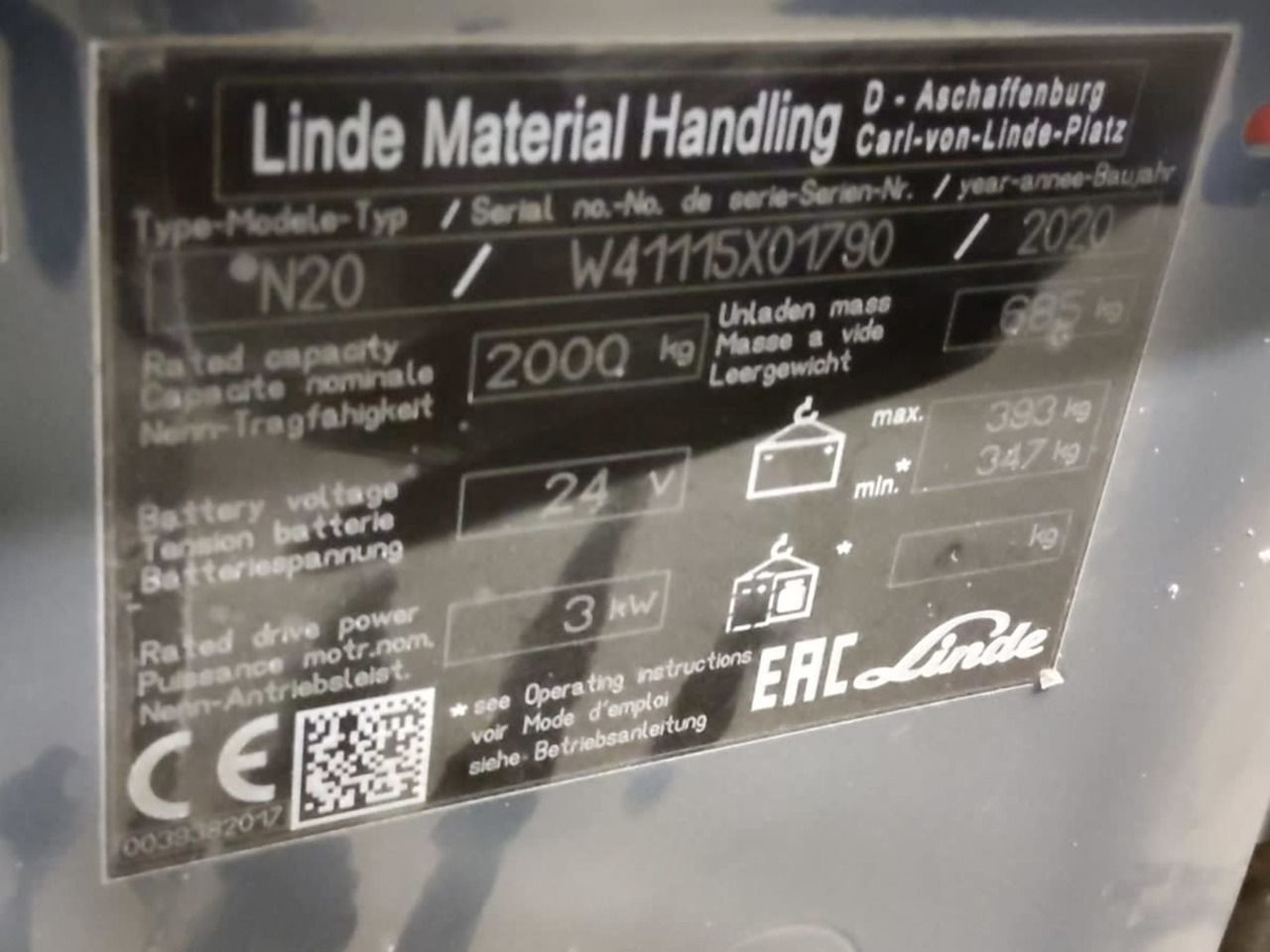 Linde N20/2400mm - Máy lấy hàng: hình 5 Linde N20/2400mm - Máy lấy hàng: hình 5