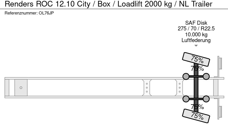 Sơ mi rơ moóc hộp kín Renders ROC 12.10 City / Box / Loadlift 2000 kg / NL Trailer: hình 18