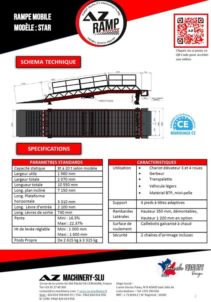 Loading Ramp with with hydraulic tilting bridge - AZ RAMP - STAR- 8T. 8 ton capacity - Đường dốc di động: hình 2 Loading Ramp with with hydraulic tilting bridge - AZ RAMP - STAR- 8T. 8 ton capacity - Đường dốc di động: hình 2