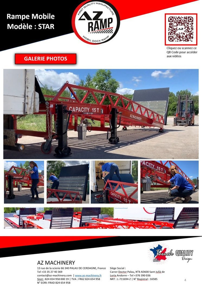 Đường dốc di động mới **RENTAL** Loading Ramp with with hydraulic tilting bridge -  AZ RAMP - STAR- 8T. 8 ton capacity: hình 5