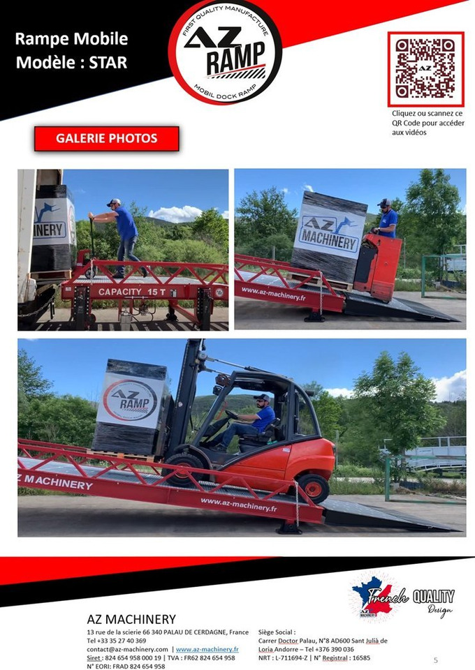 Đường dốc di động mới **RENTAL** Loading Ramp with with hydraulic tilting bridge -  AZ RAMP - STAR- 8T. 8 ton capacity: hình 6
