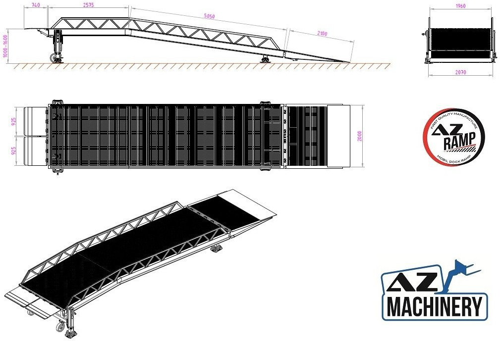 Đường dốc di động mới **RENTAL** Loading Ramp with with hydraulic tilting bridge -  AZ RAMP - STAR- 8T. 8 ton capacity: hình 18