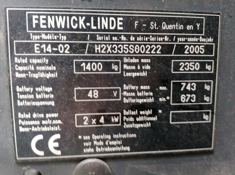 Xe nâng Used Forklift FENWICK LINDE E14-02: hình 11