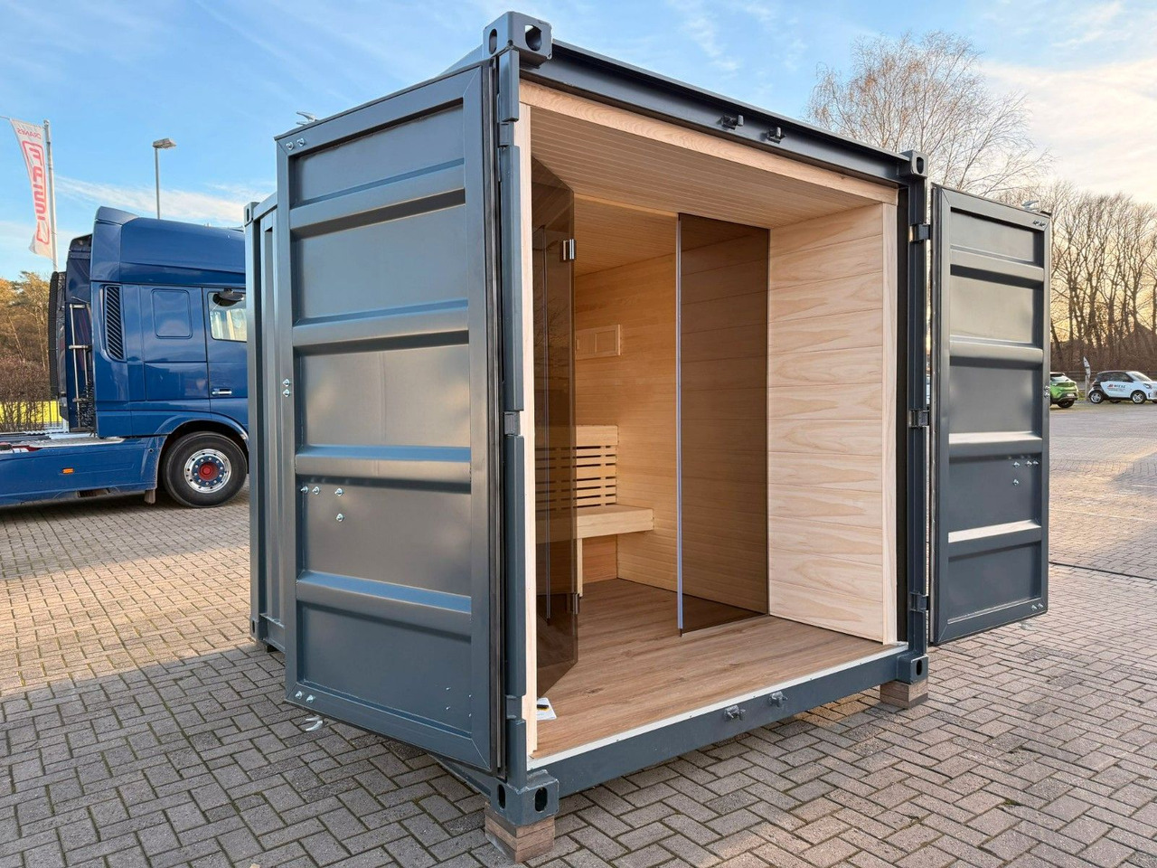 Wiese Sauna Container - Sofort Lieferbar - Xe chở container/ Sơ mi rơ moóc hoán đổi thân: hình 1 Wiese Sauna Container - Sofort Lieferbar - Xe chở container/ Sơ mi rơ moóc hoán đổi thân: hình 1