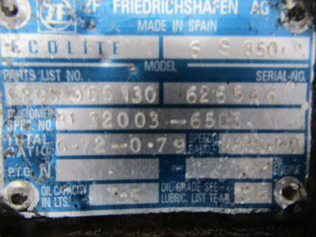 MAN LE 220 6 SPEED ZF GEARBOX 65 850 - Hộp số cho Xe tải: hình 3 MAN LE 220 6 SPEED ZF GEARBOX 65 850 - Hộp số cho Xe tải: hình 3