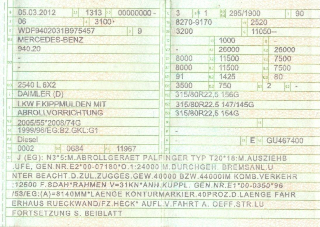 Mercedes-Benz 2540 L 6x2 Palfinger T20 mit hydr. Containerverr - Xe tải nâng móc: hình 2 Mercedes-Benz 2540 L 6x2 Palfinger T20 mit hydr. Containerverr - Xe tải nâng móc: hình 2
