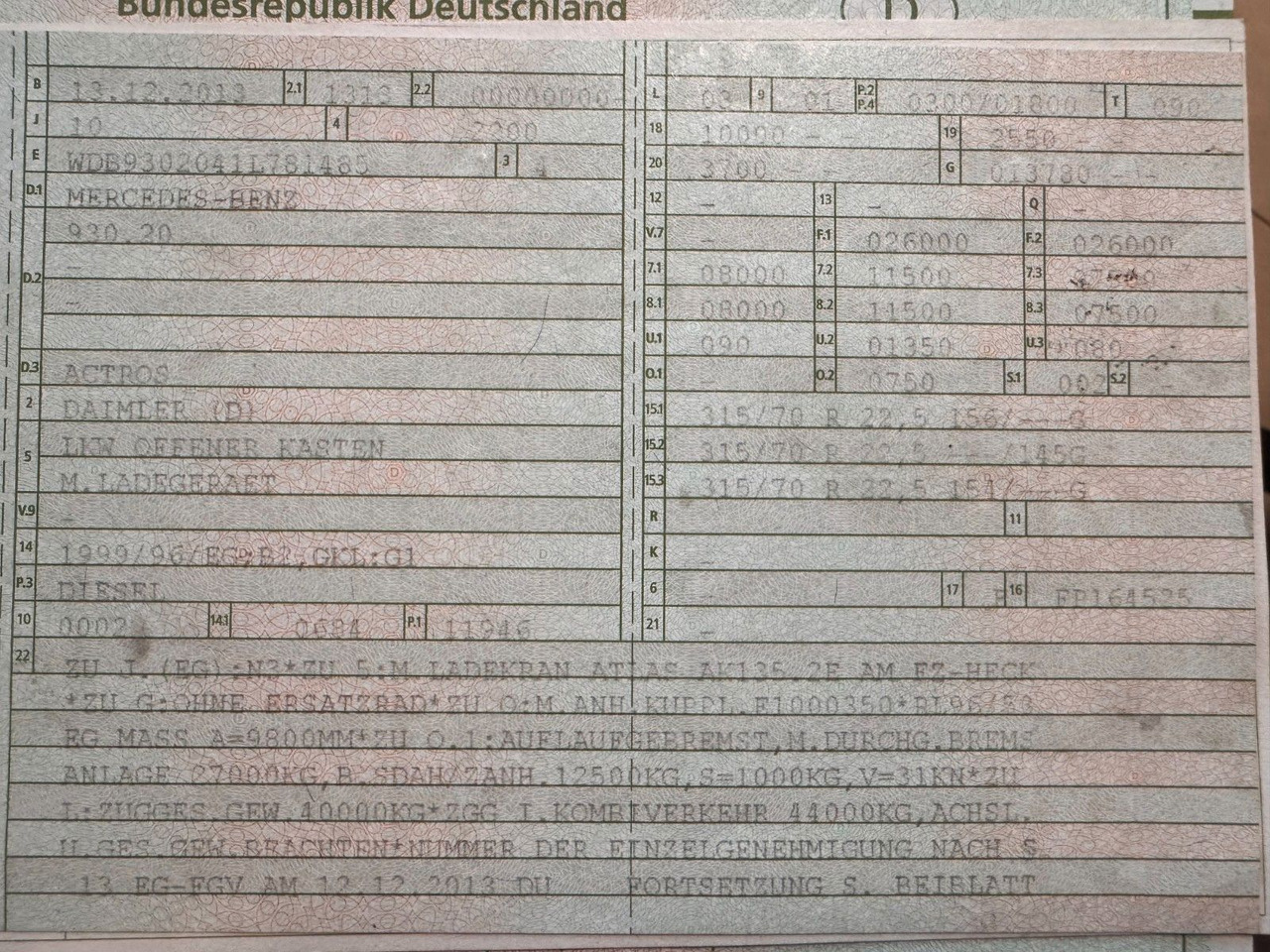 Mercedes-Benz 2541 6X2 Pritsche mit Kran Atlas 135 E2 Funk - Xe cẩu tự hành: hình 3 Mercedes-Benz 2541 6X2 Pritsche mit Kran Atlas 135 E2 Funk - Xe cẩu tự hành: hình 3