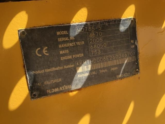 Komatsu HD785-5 - Xe ben cứng/ Xe chở đá: hình 5 Komatsu HD785-5 - Xe ben cứng/ Xe chở đá: hình 5