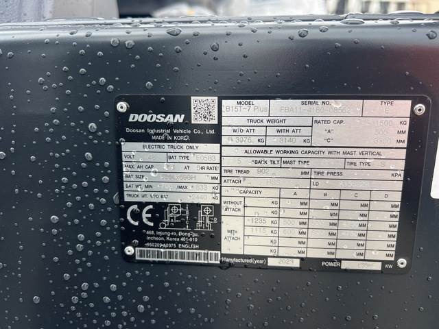 Doosan B15T-7 PLUS - Xe nâng điện: hình 5 Doosan B15T-7 PLUS - Xe nâng điện: hình 5