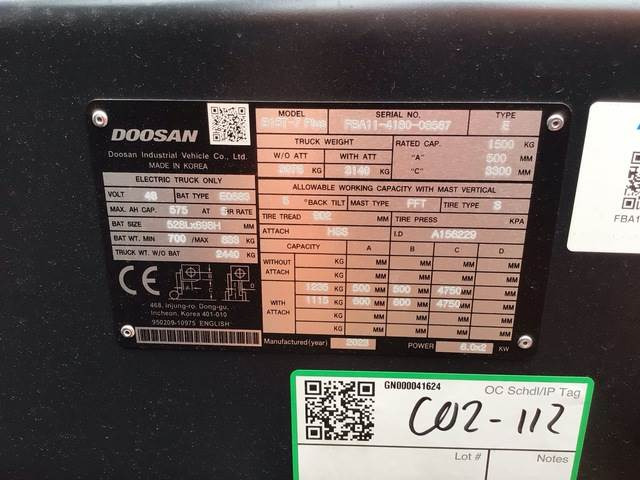 Doosan B15T-7 PLUS - Xe nâng điện: hình 5 Doosan B15T-7 PLUS - Xe nâng điện: hình 5