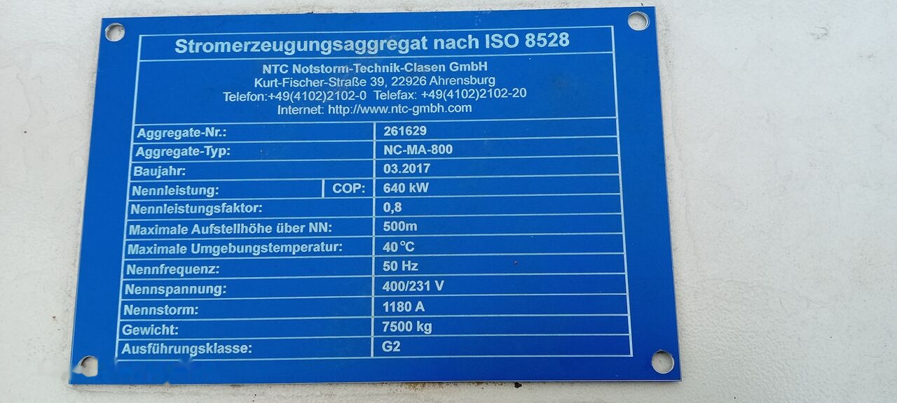 MAN MAN Generator Set Stamford 640 KW 800 KVA Diesel, 2017 Model, 931 HP, 8000 kg, Low Hours, For Sale in Poland - Bộ phát điện: hình 4 MAN MAN Generator Set Stamford 640 KW 800 KVA Diesel, 2017 Model, 931 HP, 8000 kg, Low Hours, For Sale in Poland - Bộ phát điện: hình 4