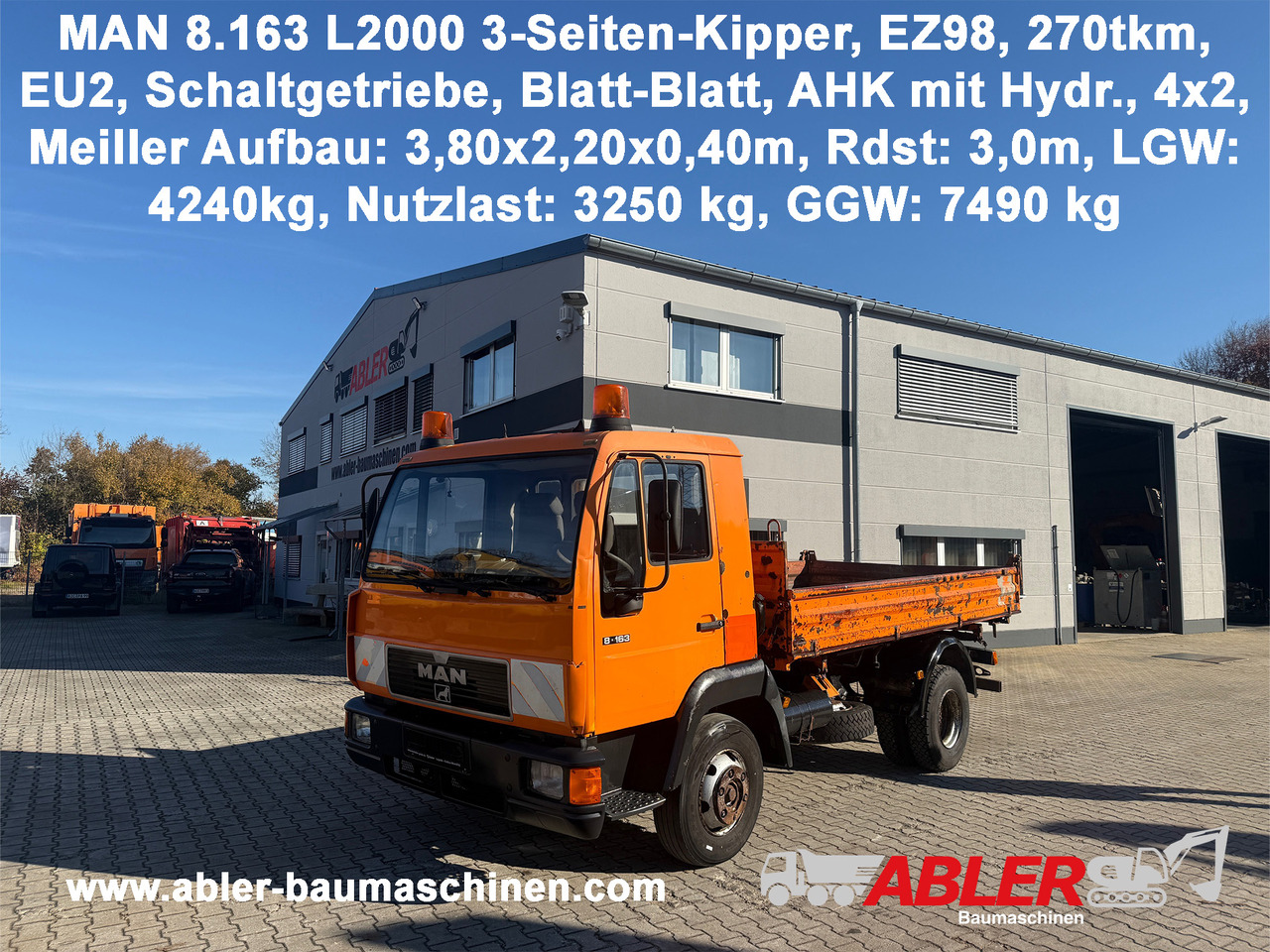 MAN 8.163 L2000 3-Seiten-Kipper AHK - Xe ben: hình 1 MAN 8.163 L2000 3-Seiten-Kipper AHK - Xe ben: hình 1