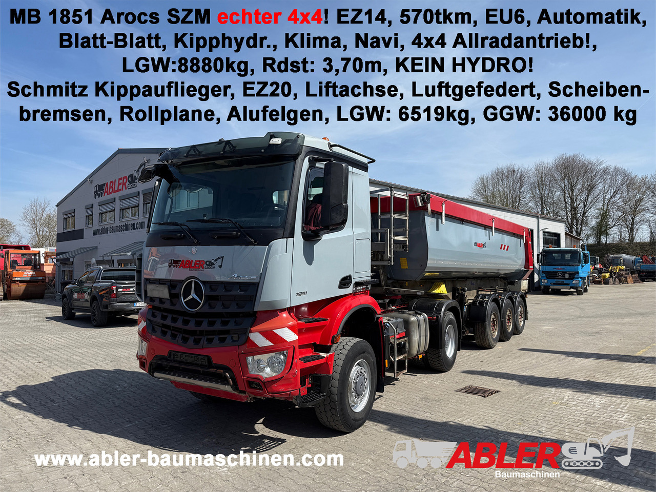 Mercedes-Benz 1851 Arocs ECHTER 4x4 mit Schmitz Kippauflieger - Xe ben: hình 1 Mercedes-Benz 1851 Arocs ECHTER 4x4 mit Schmitz Kippauflieger - Xe ben: hình 1