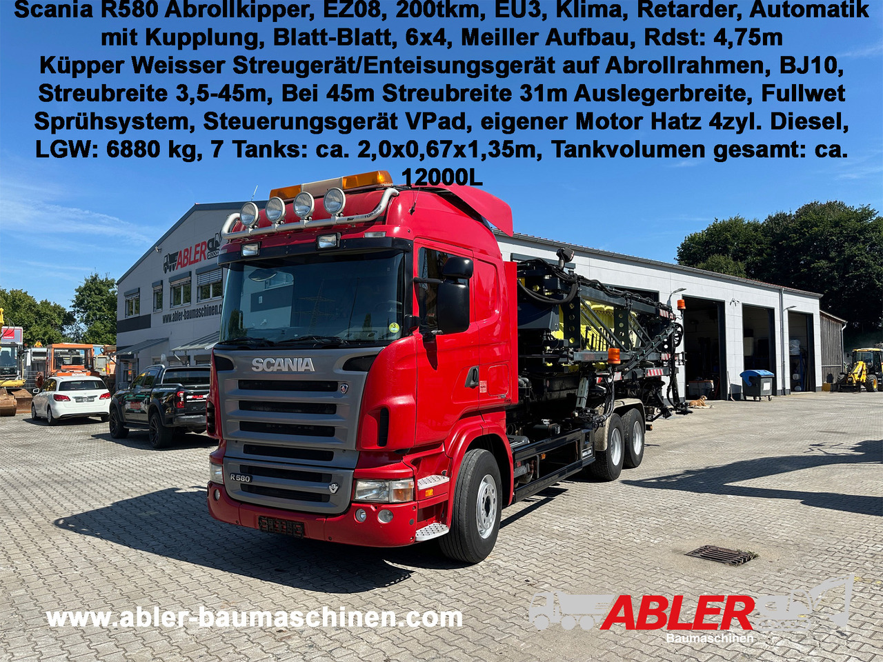 Scania R580 Abrollkipper V8 Mit Küpper Weisser Enteisungsgerät 45m - Xe tải nâng móc: hình 1 Scania R580 Abrollkipper V8 Mit Küpper Weisser Enteisungsgerät 45m - Xe tải nâng móc: hình 1