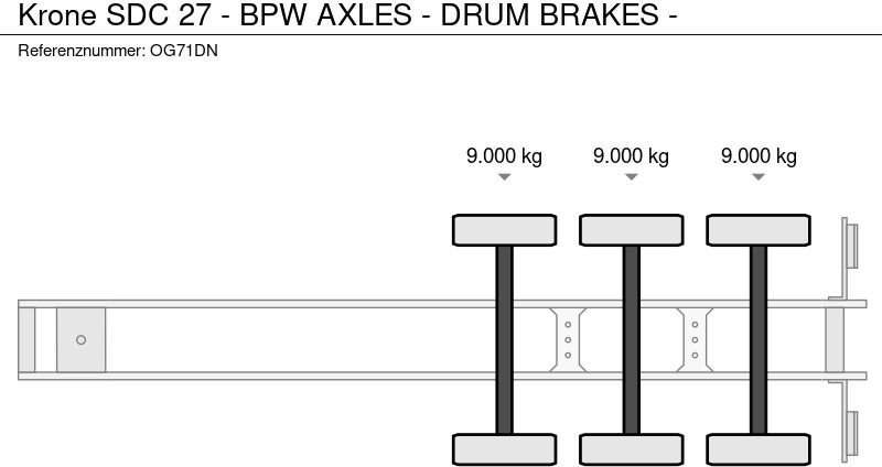 Xe chở container/ Sơ mi rơ moóc hoán đổi thân Krone SDC 27 - BPW AXLES - DRUM BRAKES -: hình 8