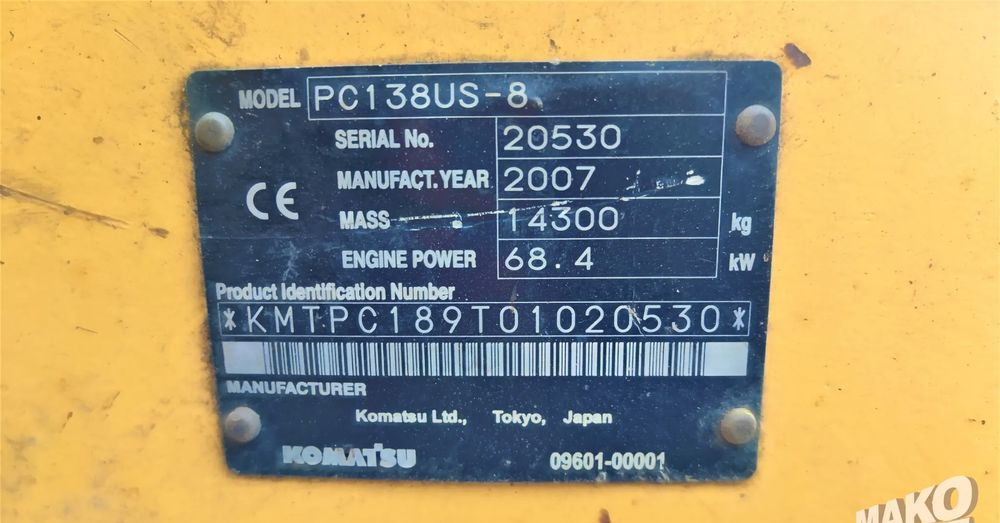 Máy xúc bánh xích Komatsu PC138 US-8: hình 9
