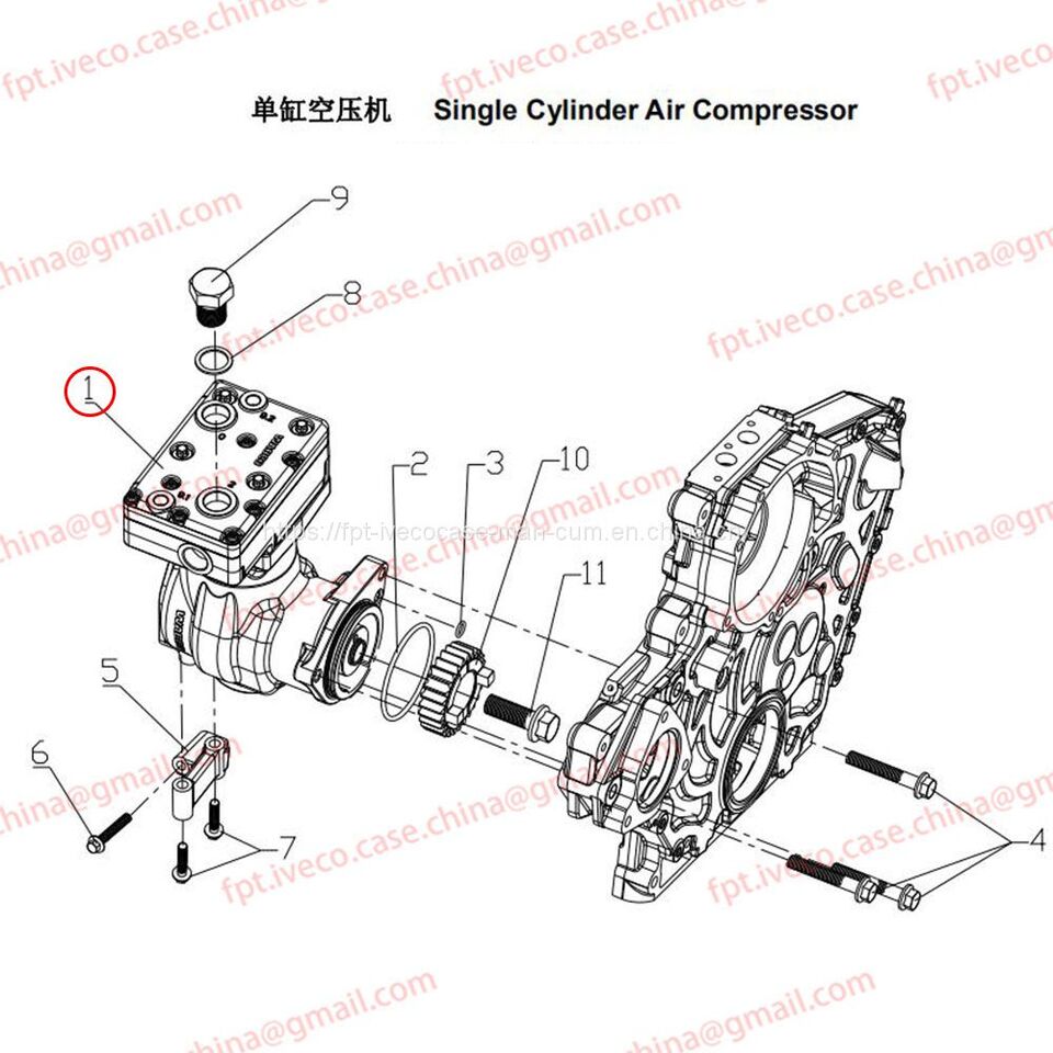 MAN D0836 Single Cylinder Air Compressor 54100-7070 - Bộ nén phanh hơi: hình 1 MAN D0836 Single Cylinder Air Compressor 54100-7070 - Bộ nén phanh hơi: hình 1