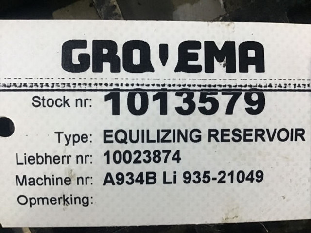 Liebherr Equalizing Reservoir - Hệ thống nạp khí: hình 2 Liebherr Equalizing Reservoir - Hệ thống nạp khí: hình 2
