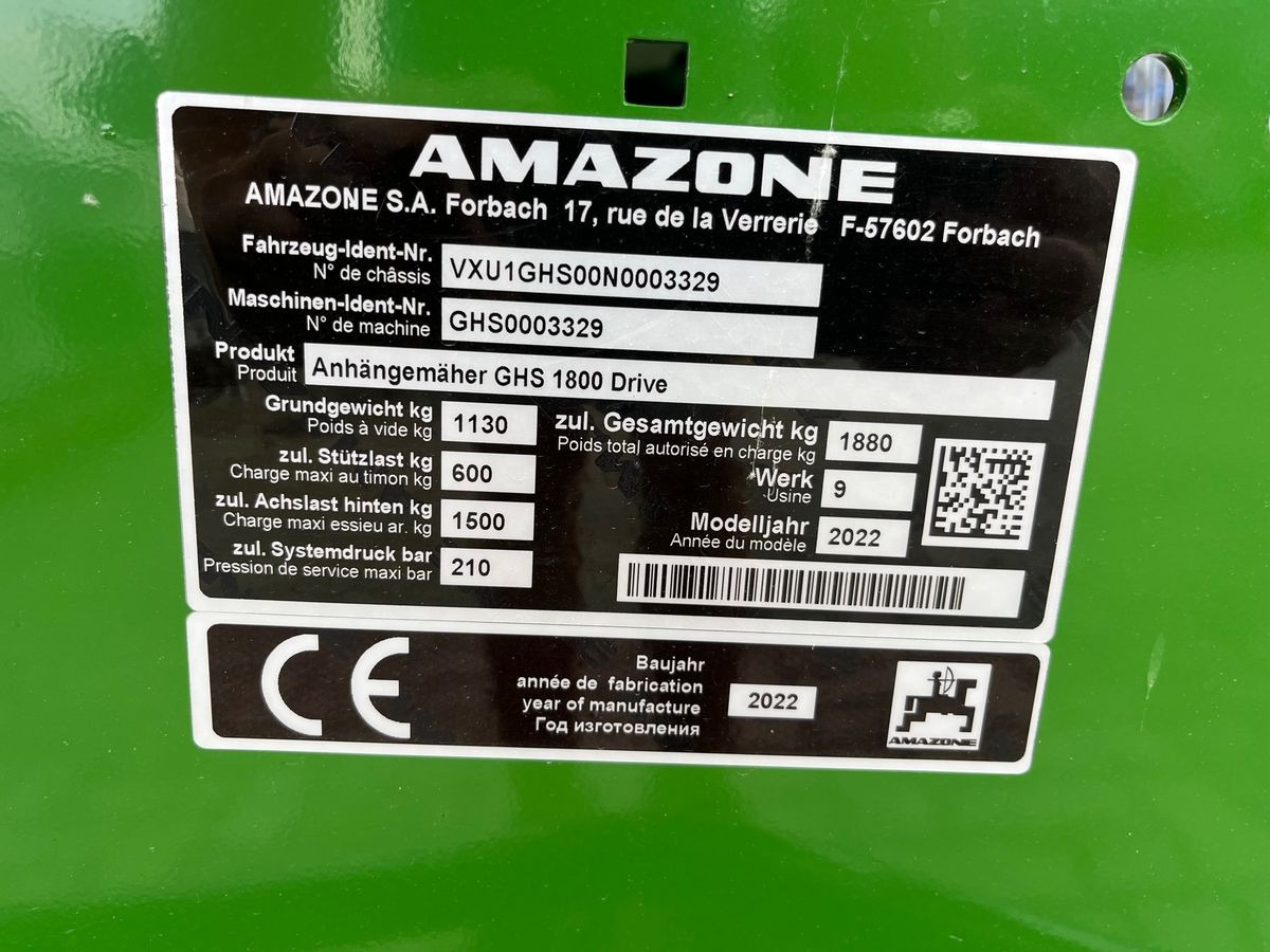 Amazone GHS 1800 Drive - Máy cắt cỏ: hình 4 Amazone GHS 1800 Drive - Máy cắt cỏ: hình 4