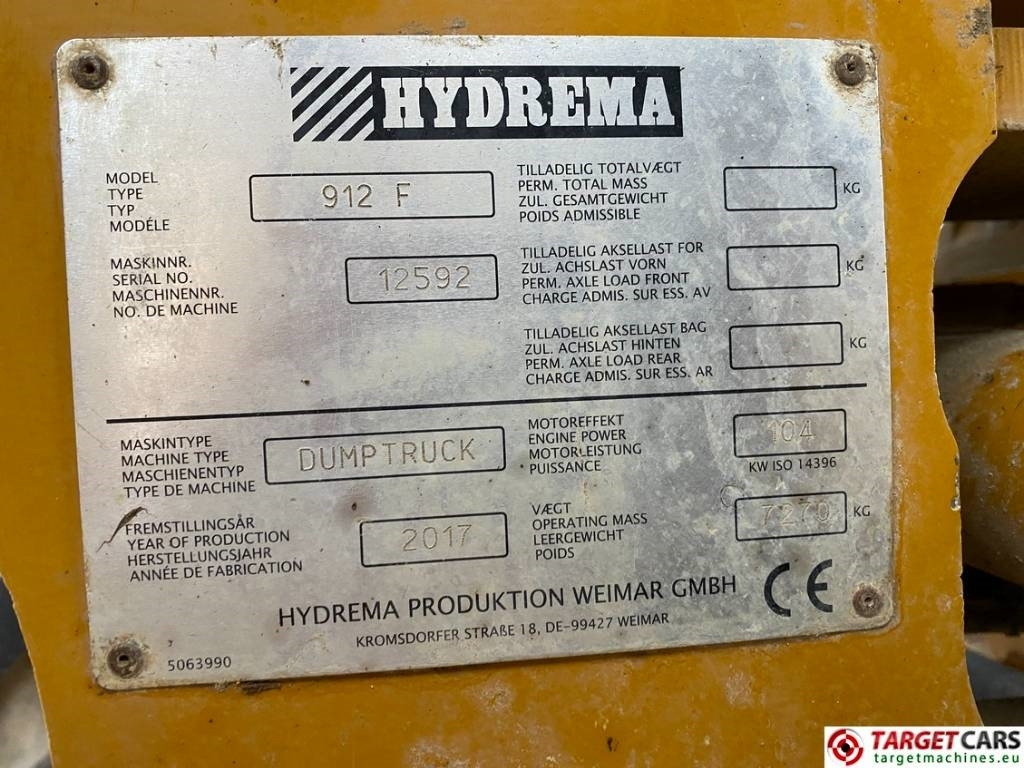 Cho thuê Hydrema 912F Articulated 4x4 Dump Truck Dumper  Hydrema 912F Articulated 4x4 Dump Truck Dumper: hình 10