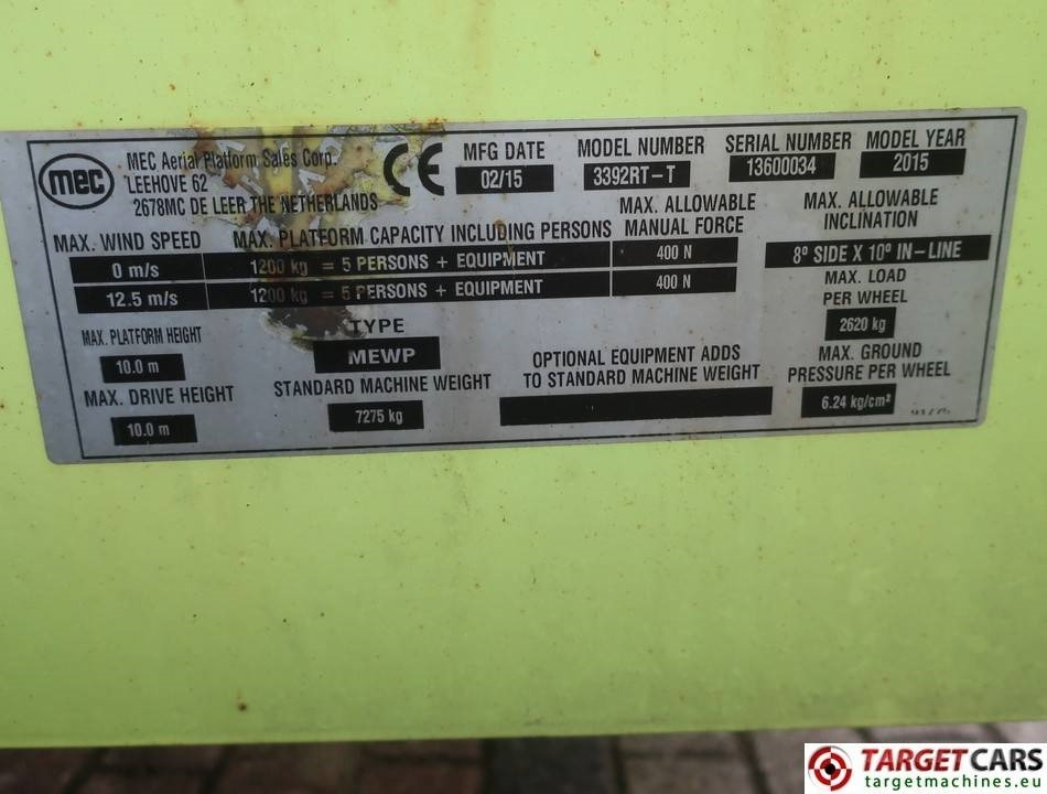 Cho thuê MEC 3392RT-T Diesel 4x4 Scissor Work LIft 1200cm  MEC 3392RT-T Diesel 4x4 Scissor Work LIft 1200cm: hình 10