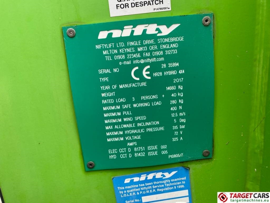 Cho thuê Niftylift HR28 HyBrid Articulated 4x4 Boom Work Lift 2800cm  Niftylift HR28 HyBrid Articulated 4x4 Boom Work Lift 2800cm: hình 10