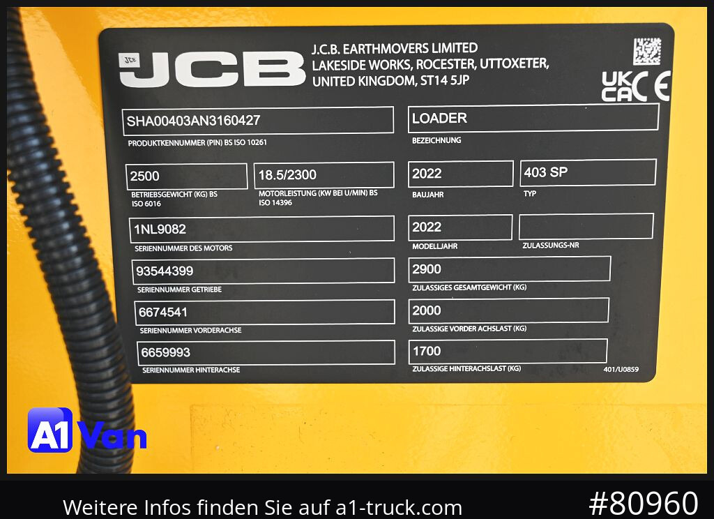 Máy xúc lật bánh lốp JCB JCB 403 SP Radlader, Palletengabel, Kabine, Zusatzhydraulik: hình 6