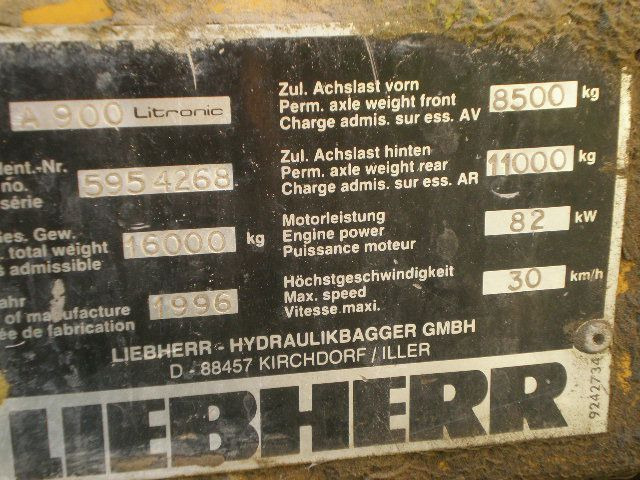 LIEBHERR A900LI - Máy xúc bánh lốp: hình 2 LIEBHERR A900LI - Máy xúc bánh lốp: hình 2