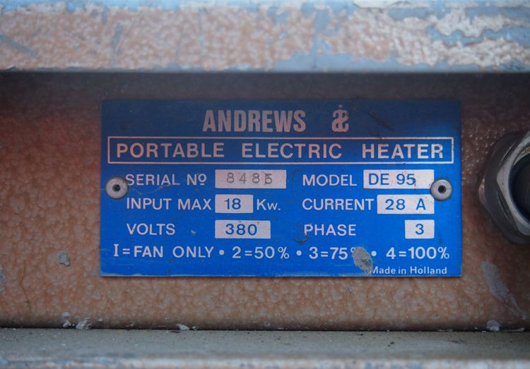 Nagrzewnica Mp DE95 2010 Nagrzewnica elektryczna 18KW ANDREWS DE95 - Máy cấp nhiệt xây dựng: hình 2 Nagrzewnica Mp DE95 2010 Nagrzewnica elektryczna 18KW ANDREWS DE95 - Máy cấp nhiệt xây dựng: hình 2