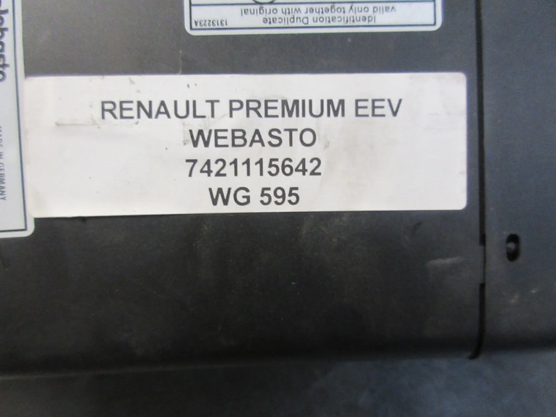 Renault PREMIUM 7421115642 WEBASTO EEV - Cấp nhiệt/ Thông gió cho Xe tải: hình 5 Renault PREMIUM 7421115642 WEBASTO EEV - Cấp nhiệt/ Thông gió cho Xe tải: hình 5