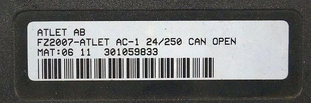 Atlet 301059833 | Rij regeling drive controller fz2007-Atlet AC-1 24/250A Can Op - ECU cho Thiết bị xử lý vật liệu: hình 2 Atlet 301059833 | Rij regeling drive controller fz2007-Atlet AC-1 24/250A Can Op - ECU cho Thiết bị xử lý vật liệu: hình 2