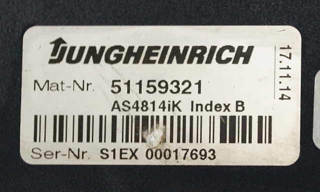 Jungheinrich 51159321 | Rij/hef regeling drive/lifting controller AS4814Ik Index - ECU cho Thiết bị xử lý vật liệu: hình 3 Jungheinrich 51159321 | Rij/hef regeling drive/lifting controller AS4814Ik Index - ECU cho Thiết bị xử lý vật liệu: hình 3