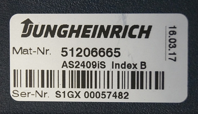 Jungheinrich 51206665 | Rij/hef regeling Drive/lift controller AS2409 i S Index - ECU cho Thiết bị xử lý vật liệu: hình 2 Jungheinrich 51206665 | Rij/hef regeling Drive/lift controller AS2409 i S Index - ECU cho Thiết bị xử lý vật liệu: hình 2
