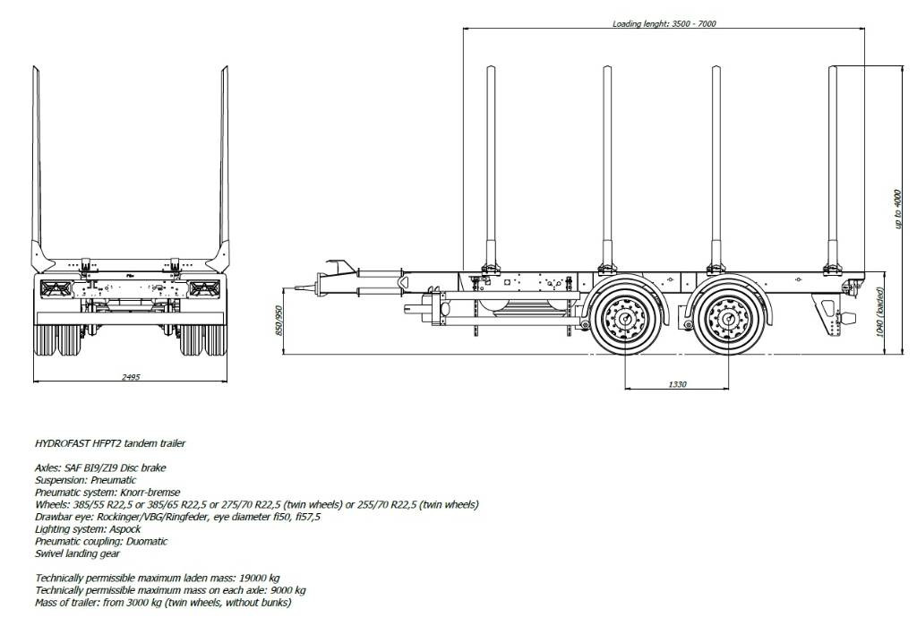 HYDROFAST Tandem log trailer/Tandem-Anhänger/przyczepa leśna tandem - Rơ moóc chở gỗ: hình 5 HYDROFAST Tandem log trailer/Tandem-Anhänger/przyczepa leśna tandem - Rơ moóc chở gỗ: hình 5