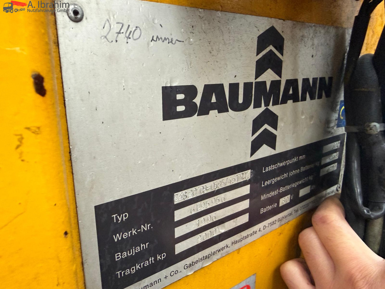 Baumann E 4S20/08 Elektrostapler | 2000 Kg Tragkraft | 80V Batterien - Máy chất hàng bên: hình 3 Baumann E 4S20/08 Elektrostapler | 2000 Kg Tragkraft | 80V Batterien - Máy chất hàng bên: hình 3