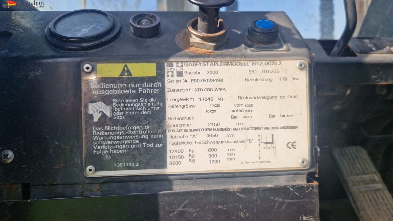 Hyster H 12.00 XL2 12t Stapler Hubkraft | Top Zustand - Xe nâng diesel: hình 3 Hyster H 12.00 XL2 12t Stapler Hubkraft | Top Zustand - Xe nâng diesel: hình 3