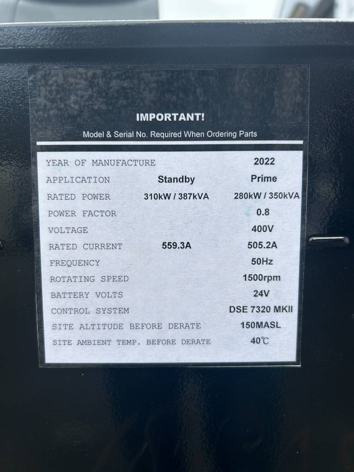 Bộ phát điện mới Cummins NTA855-G4 - 385 kVA Generator Set - DPX-18805-O: hình 6