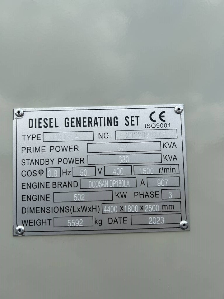 Doosan DP180LA - 630 kVA Generator - DPX-19856 - Bộ phát điện: hình 4 Doosan DP180LA - 630 kVA Generator - DPX-19856 - Bộ phát điện: hình 4