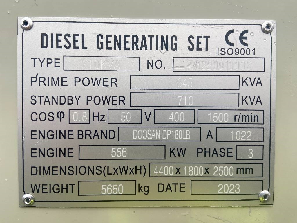 Doosan DP180LB - 710 kVA Generator - DPX 19857 - Bộ phát điện: hình 4 Doosan DP180LB - 710 kVA Generator - DPX 19857 - Bộ phát điện: hình 4