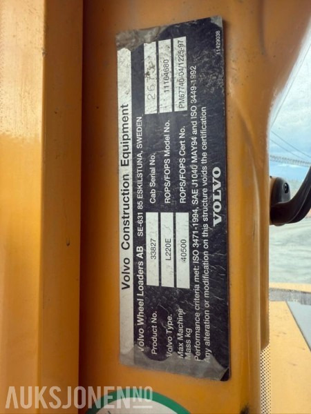 2005 Volvo L220E HJULLASTER - 15364 Timer - Máy xúc lật bánh lốp: hình 5 2005 Volvo L220E HJULLASTER - 15364 Timer - Máy xúc lật bánh lốp: hình 5